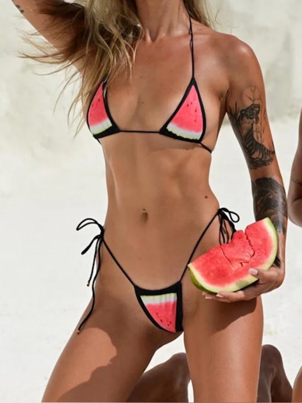 New Andi Bagus Sugar High Bikini Set Black Watermelon Fruit Sexy Skimpy Thong